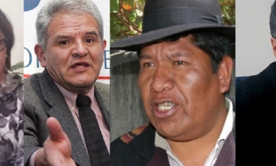 Nardi Suxo, Rolando Villena y los activistas Roberto de la Cruz y Marco Gandarillas/Foto. Kandire
