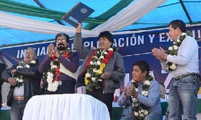 El presidente Evo Morales promulga la ley en el municipio de Caraparí, Tarija/Foto. Hidrocarburos