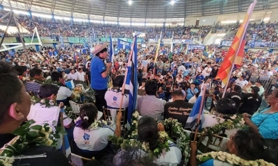 El líder del MAS Evo Morales en una concentración con sus militantes. Foto: Facebook Evo Morales.