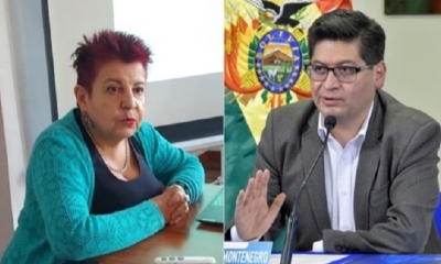 Teresa Morales, exministra de Evo; Marcelo Montenegro, ministro de Economía y Finanzas. 