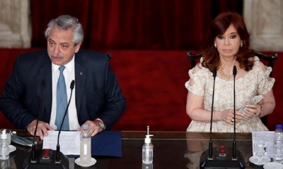Alberto Fernández junto a Cristina Fernández en la sesión ordinaria del Congreso