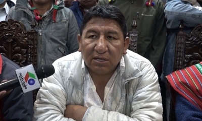 El gobernador de Potosí, Jhonny Mamani, en una pasada rueda de prensa. Foto: captura facebook