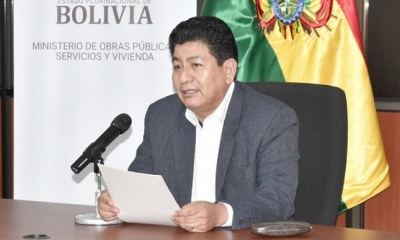 El ministro de Obras Públicas, Servicios y Vivienda, Edgar Montaño