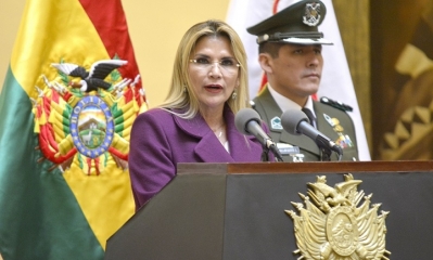 La presidenta Áñez  en Palacio de Gobierno. Foto: ABI