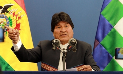 El Presidente Evo Morales realiza conferencia de Prensa en la Casa Grande del Pueblo.
