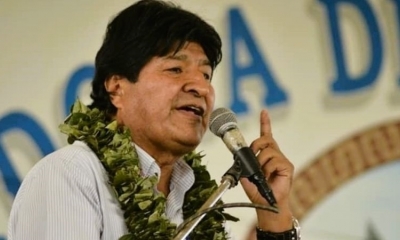 El expresidente Evo Morales en un acto público