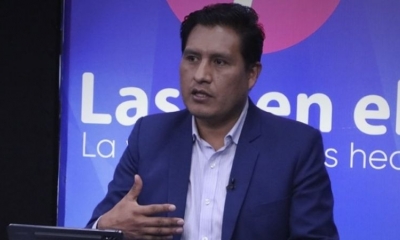 El ministro de Salud y Deportes, Jeyson Auza, este domingo. Foto: Twitter (Bolivia Tv).