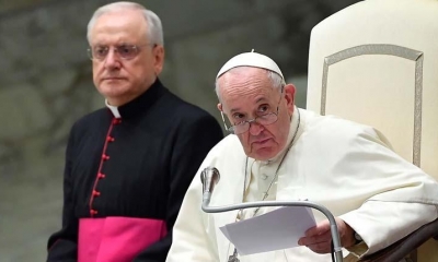 El papa Francisco durante la audiencia general en el aula Pablo VI, en el Vaticano.