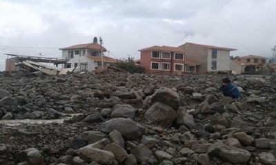 Mazamorra y piedras en Tiquipaya