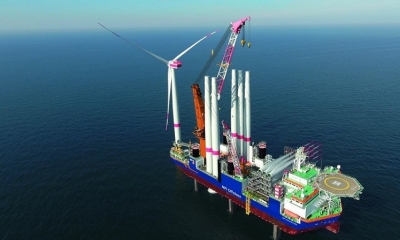Parte de una turbina eólica cayó del barco MPI Adventure