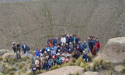Comunarios en el mirador de Chutata, con el ímpetu de fortalecer la zona arqueológica y turística de los Muros de Chacara