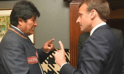 Evo Morales y Emmanuel Macron en EE.UU/Foto. ABI