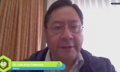 El candidato presidencial por el Movimiento Al Socialismo (MAS), Luis Arce Catacora