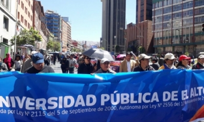 Protesta de la UPEA por mayor presupuesto. Foto: Fides