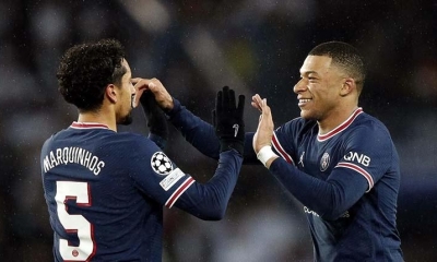 Kylian Mbappe celebra el triunfo de PSG. | AFP