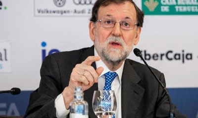 Mariano Rajoy participa de una reunión empresarial, en Madrid.