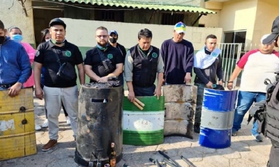 sediciosos con poleras de la Unión Juvenil Cruceñista