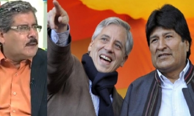 Waldo Albarracín, Evo Morales y García Linera/Foto. Kandire