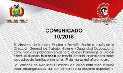 Parte del comunicado de parte del Ministerio de Trabajo. 