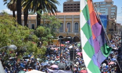 Masiva concentración en defensa de la democracia y apoyo al Presidente Evo Morales se realizó en Cochabamba/Foto. ABI