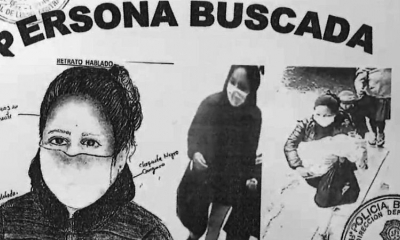 Retrato dibujado y capturas de video de la mujer que se llevó a la bebé Daylín, de tres meses.