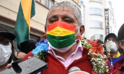 El alcalde de La Paz, Iván Arias, durante la Marcha de la Paceñidad.