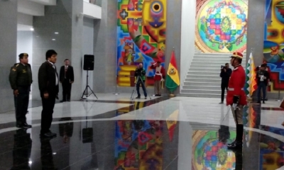 Evo Morales, llegando a la Casa Grande del Pueblo/Foto. RRSS