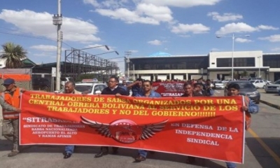 El Sindicato de Trabajadores  de Servicios Aeroportuarios Bolivianos (Sitrasabsa) 
