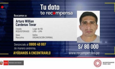 La recompensa ofrecida por el principal implicado en Perú.