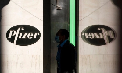 Imagen de archivo de la sede de la compañía Pfizer en Nueva York(Estados Unidos) EFE/EPA/JUSTIN LANE