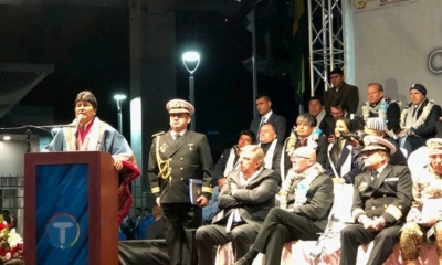 Evo Morales en la inauguración de la Línea Plateada/Foto. RRRSS