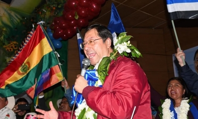 El candidato a la presidencia por el Movimiento al Socialismo (MAS), Luis Arce