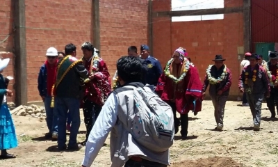 Evo Morales llegando al distrito7/Foto.AN