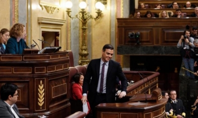 El dirigente socialista español Pedro Sánchez durante el primer día de debate. | AFP