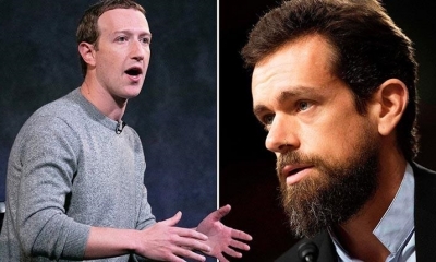 El director de Facebook, Marck Zuckerberg, y el director ejecutivo de Twitter, Jack Dorsey Tibu.