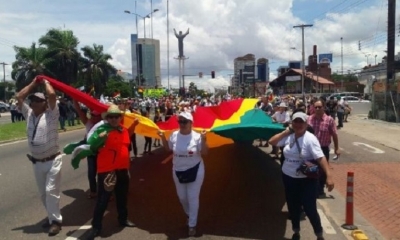 En las calles de Calacoto de la ciudad de La Paz también se llevaron a cabo manifestaciones en contra de la repostulación de Evo Morales