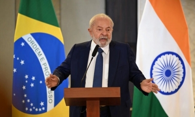 El presidente brasileño Luiz Inácio Lula da Silva habla en una conferencia de prensa el 11 de septiembre de 2023 en Nueva Delhi 