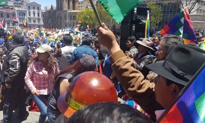 El ampliado  de emergencia de los movimientos sociales en La Paz tomó este miércoles la histórica plaza San Francisco 