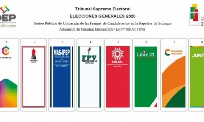 Papeleta de sufragio para las elecciones generales 2020 en Bolivia. Foto: ÓEP.