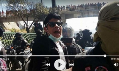 Jonathan Quispe, aun con vida participando de la marcha de la UPEA Foto: ANF