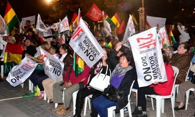 Colectivos ciudadanos protestan contra la repostulación del presidente Evo Morales. Foto: Hernán Andia
