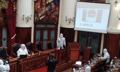 Una de las sesiones de la asamblea, durante la cuarentena. / Foto: Página Siete
