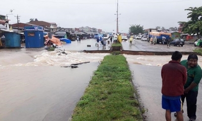 La plataforma perdida por la intensa lluvia/Foto. Grover Yucra