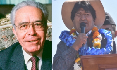  Víctor Paz Estenssoro (MNR) y Evo Morales/Foto. Kandire
