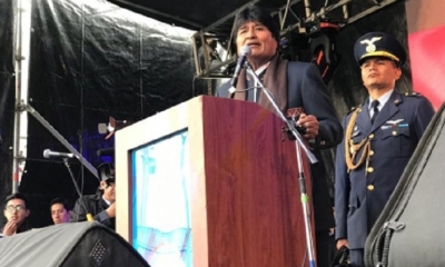 Evo Morales en la inauguración del Teleférico/Foto. RRSS