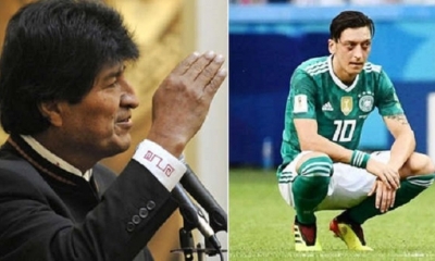 Evo Morales y Mesut Ozil. Foto: Internet