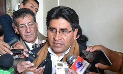 El ministro de Desarrollo Rural y Tierras, César Cocarico