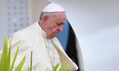 El papa Francisco es fotografiado durante una liturgia penitencial en el centro de detención juvenil de Las Garzas en Pacora