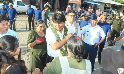Así llegó al Trópico, el presidente Morales/Foto. ABI