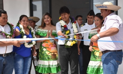 Evo Morales en la inauguración de la Unidad Educativa/Foto. ABI